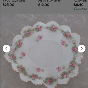 Vintage M.Z.Austria Sauce Dish Undertray Cabbage Roses Ella Shed Cottage Decor